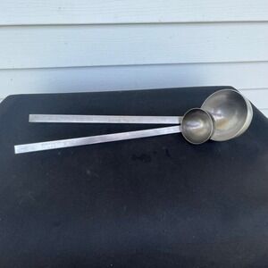 Vintage Stainless Steel Ladle Set 2oz 6oz Long Handle Hooked USA Made Silver